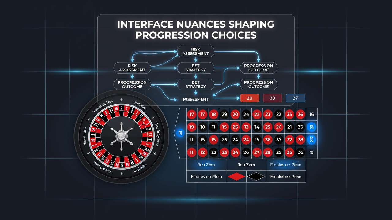 Close-up view of progression tracking dashboard with La Partage indicators and stake adjustment controls in a French Roulette digital setup