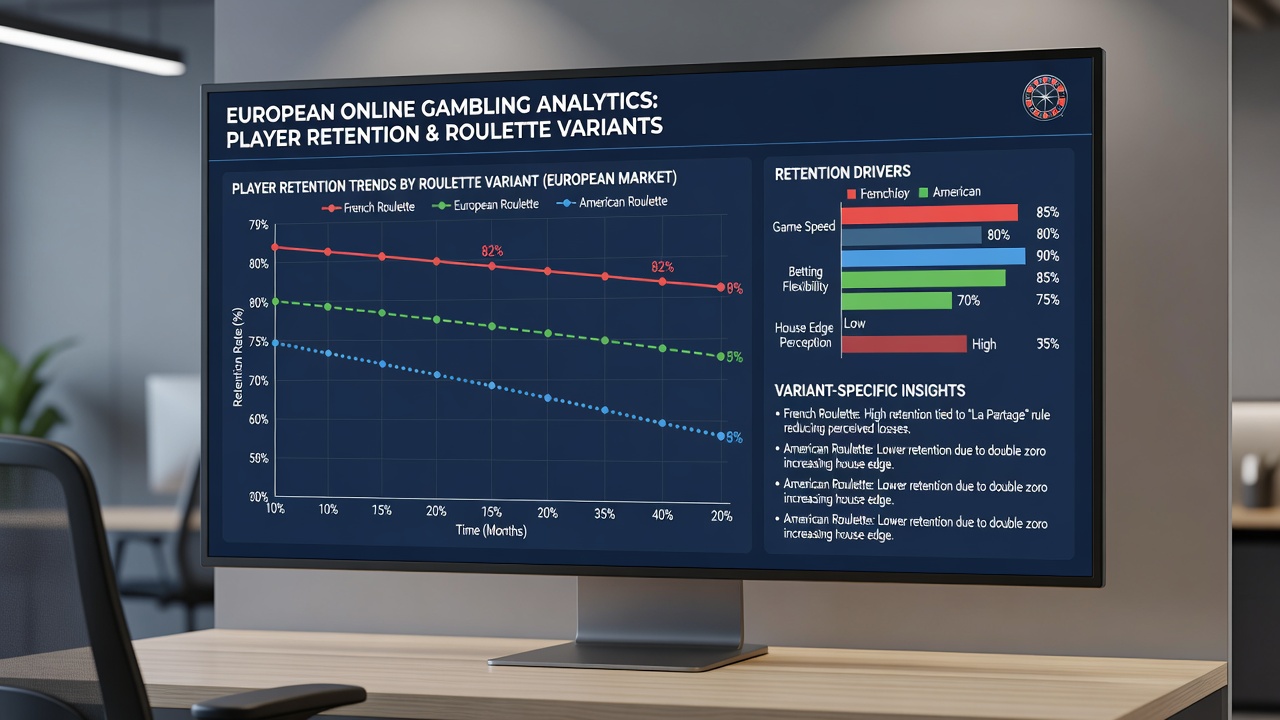 Chart illustrating session length and return rates for European versus French roulette variants
